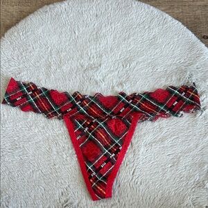 PINK Victoria's Secret Plaid Lace Thong Panty M